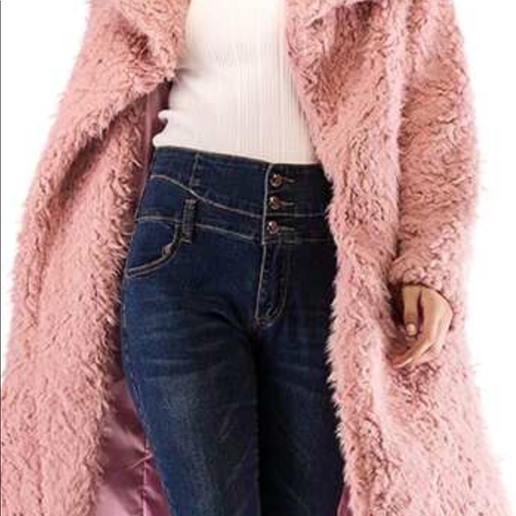 Long pink teddy coat - Picture 6 of 7